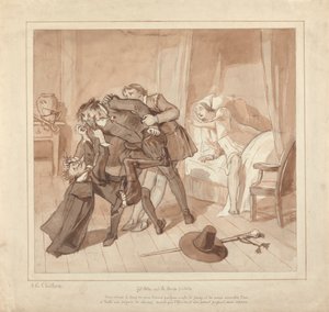 Gil Blas, Terwijl Hij Geneeskunde Beoefent onder Dr. Sangrado, Ontmoet Dr. Cuchillo aan het Bed van de Kruidenier door Alfred Edward Chalon