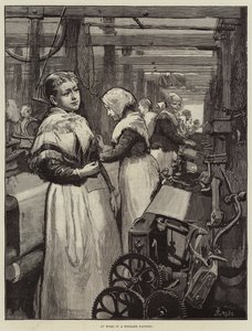 Aan het Werk in een Wolweverij door Alfred Edward Emslie