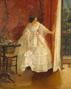 Dame bij een Raam die Vogels Voert, c.1859