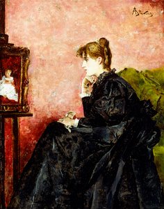 Dame in het zwart door Alfred Emile Stevens