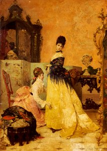 De nieuwe jurk door Alfred Emile Stevens