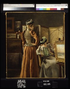 Bezoek aan het atelier door Alfred Emile Stevens