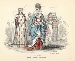 Kostuums van Margaretha van Provence en Rikaus van Claroy door Alfred Grevin