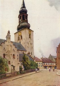Denemarken: Aalborg Kathedraal, Noord-Jutland door Alfred Heaton Cooper