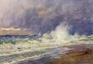 Denemarken: De Skaw, Ontmoeting van de Noordzee en het Kattegat door Alfred Heaton Cooper