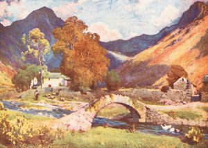 Lake District: Wastdalehead en Great Gable, tegen de avond in de herfst door Alfred Heaton Cooper