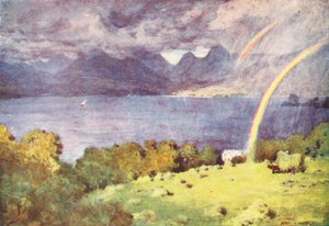 Lake District: Windermere en Langdale Pikes, vanaf Lowwood door Alfred Heaton Cooper