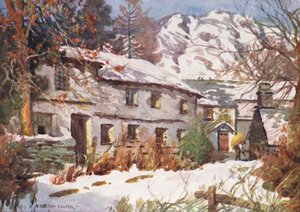 Lake District: Winterzon, Coniston door Alfred Heaton Cooper