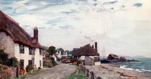 Porlock Weir (kleur litho) door Alfred Heaton Cooper