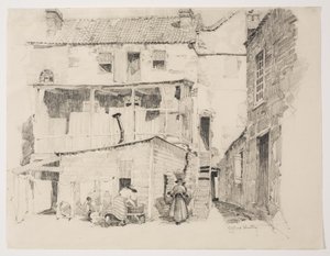 Maandagochtend in Charlestown, ca 1877-1922 (potlood) door Alfred Heber Hutty