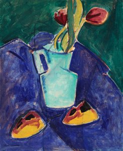 Tulpen in een Groene Vaas