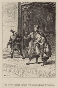 De Giour laat Vathek en Nouronihar toe in Eblis door Alfred Holst Tourrier