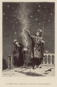 Vathek en Carathis raadplegen de planeten (ets) door Alfred Holst Tourrier