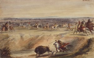 Een Omringing of Jacht op de Buffel, c.1839 door Alfred Jacob Miller
