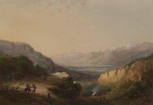 Ver uitzicht op het meer (Berg der Winden) door Alfred Jacob Miller