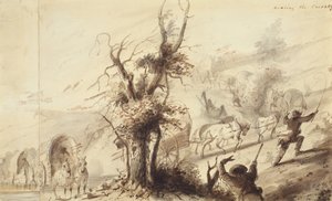 Het lossen van de karren, ca. 1837