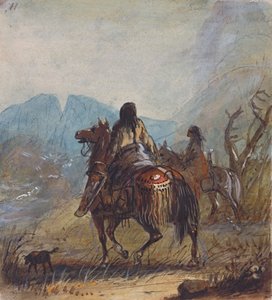 Sioux Vrouwen, Gesneden Rotsen in de Verte, ca. 1837 door Alfred Jacob Miller