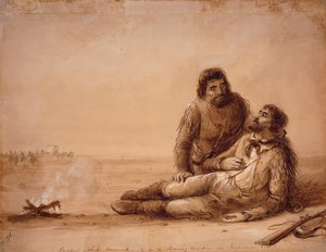 Vallen zonder munitie en in een hongerende toestand bij Independence Rock, c.1850 door Alfred Jacob Miller