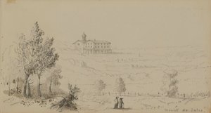 Gezicht op Mount de Sales door Alfred Jacob Miller