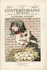 Omslag van Les Contemporains, nummer 9, Satirisch in Kleuren: Alphonse Daudet - Literatuur - Houle, Daudet Alphonse - Illustratie door Alfred Le Pepetit door Alfred Le Petit