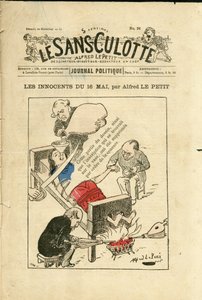 Illustratie door Alfred Le Petity (1841-1909) voor de omslag van Le Sans-Panlotte, circa 1879 - De onschuldigen van 16 mei - Censuur, 16 mei door Alfred Le Petit