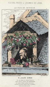Le Peas de Fragreur: karikatuur over Jules Simon (1814 - 1896) - ill. van 12/01/187 in “Bloemen, Fruit en Groenten van de Dag”