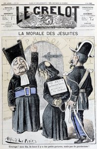 De moraal van de Jezuïeten "Moed! Mijn zoon, daarboven zijn kleine jongens, maar gendarmes!", mei 1883 (gravure) door Alfred Le Petit