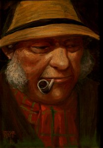 Schilderij van man die pijp rookt, 1905