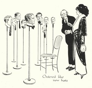 Mannen selecteren als hoeden door Alfred Leete