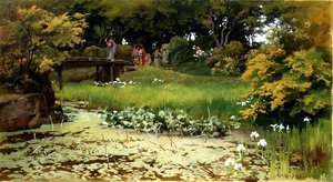 Vijver in de Tuin van Raku-Raku-Tei, Hikone