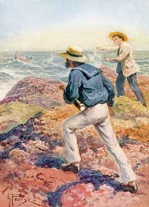 Boot ahoy (kleurenlitho) door Alfred Pearse