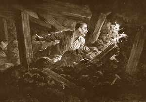 Sapper W. Hackett weigert een kameraad achter te laten die ernstig gewond was in een mijnschacht door Alfred Pearse