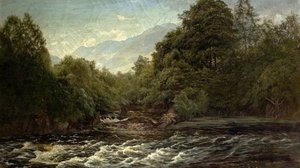 De zalmpoel (Zalmpoel op de Spean, Schotland), 1880 door Alfred Pizzey Newton