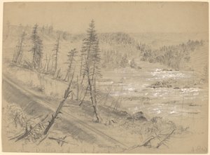 Spoorweg op de Dalles van de St. Louis door Alfred R. Waud