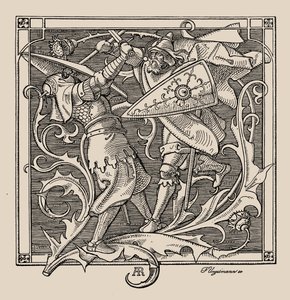 Die Nibelungen. Hagen van Troneck doodt Iring, 1840-1841 door Alfred Rethel