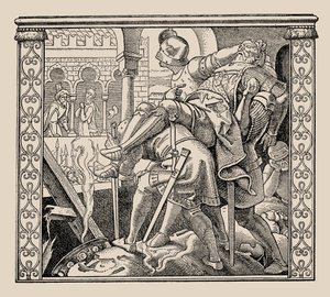Die Nibelungen. Hoe het lijk van Rudiger aan Krimhild wordt gepresenteerd, 1840-1841