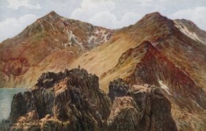 Crib Goch en Snowdon, vanaf de Pinnacles door Alfred Robert Quinton