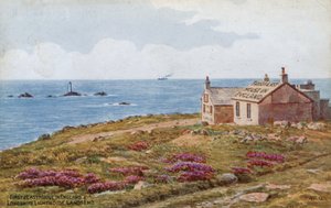 Eerste en laatste huis in Engeland en Longships vuurtoren, Lands End door Alfred Robert Quinton