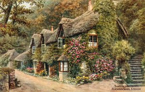 Rieten huisjes, Blackpool Sands, Zuid-Devon door Alfred Robert Quinton