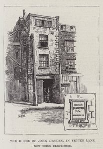 Het Huis van John Dryden, in Fetter-Lane, nu gesloopt door Alfred Robert Quinton