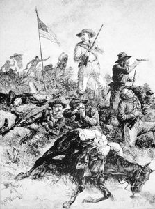 Illustratie van de Slag bij Little Bighorn, 25 juni