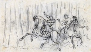 Dood van Reynolds bij Gettysburg 1863 door Alfred Rudolph Waud