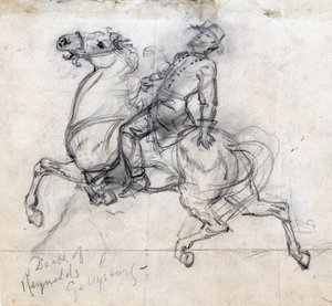 Dood van Reynolds bij Gettysburg 1863 (tekening) door Alfred Rudolph Waud
