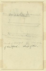 Lancering van Hartford, Sloep van Oorlog door Alfred Rudolph Waud