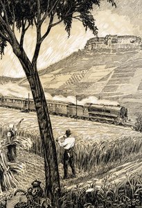 Duitse Spoorwegen - Trein in het landschap in Freyburg door Alfred Seckelmann