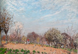 Bloeiende appelbomen in Louveciennes door Alfred Sisley
