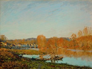 Herfst: Oevers van de Seine bij Bougival door Alfred Sisley
