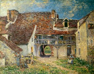 Boerenerf in Saint Mammes schilderij door Alfred Sisley door Alfred Sisley