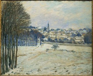 La neige a Marly-le-Roi ... (schilderij op doek) door Alfred Sisley