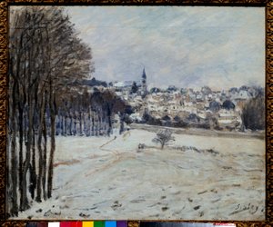 De sneeuw in Marly door Alfred Sisley